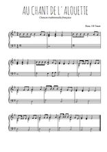 Téléchargez l'arrangement pour piano de la partition de au-chant-de-l-alouette en PDF, niveau moyen
